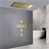 Savona Gold Thermostatic Recessed Ceiling Mount LED Waterfall Rainfall Shower System with Hand Shower and Jetted Body Sprays